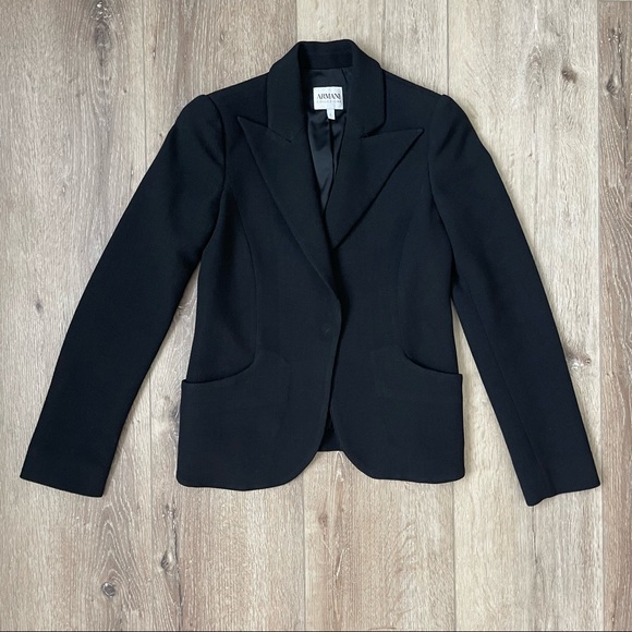 Armani Collezioni Jackets & Blazers - ARMANI COLLEZIONI Black Suit Jacket by Giorgio Armani Wool Blend Size 2